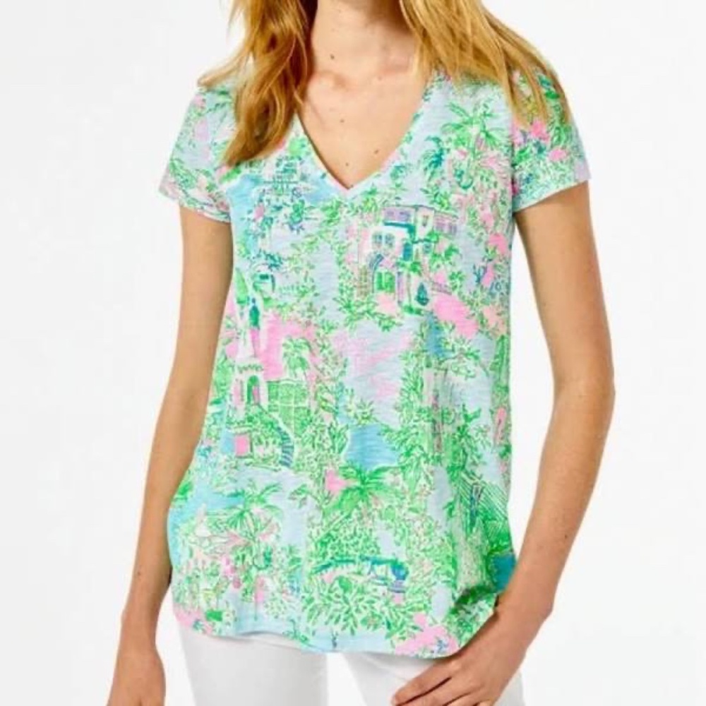 Lilly Pulitzer Palm Beach Short Sleeve Tee Size M Preppy ~ Vacation!
